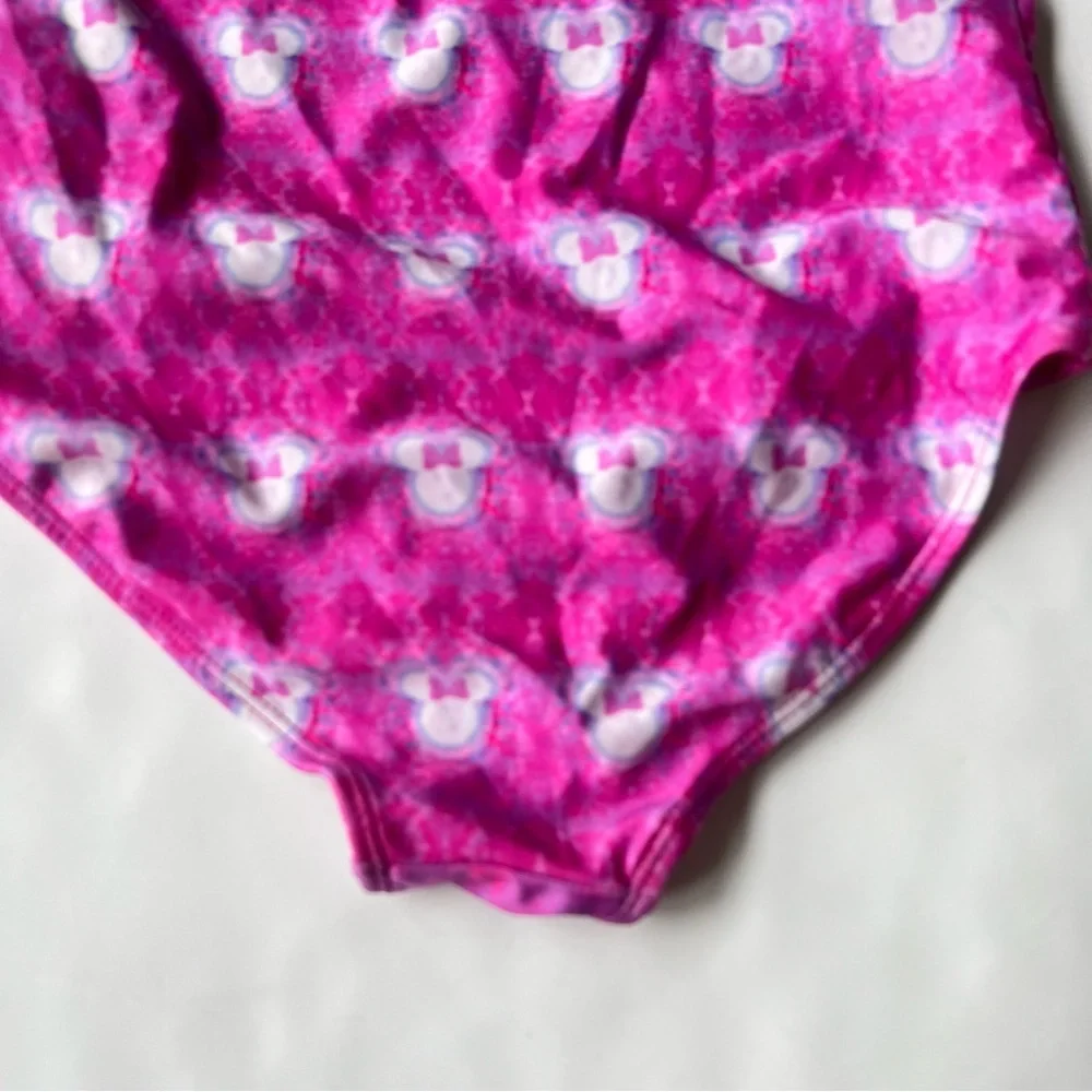 Disney Minnie Mouse Girls One Piece Bathing Suit Tie Dye Pink Bow 10/12